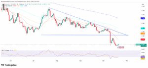 AKT/USD 1-Day Price Chart with RSI and EMAs