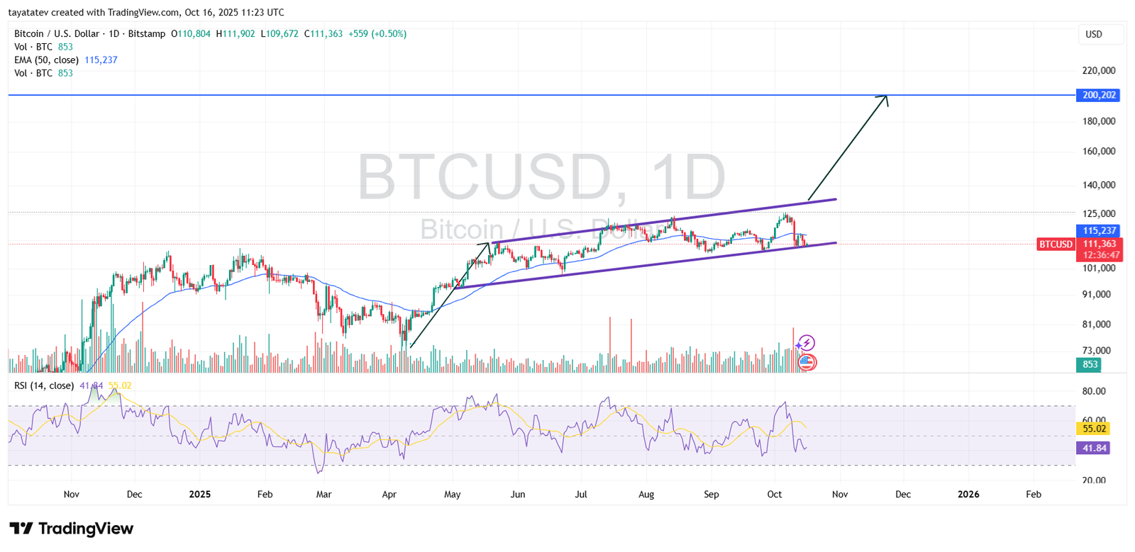 Bitcoin Rising Channel BTCUSD Daily. Source: TradingView Bitstamp
