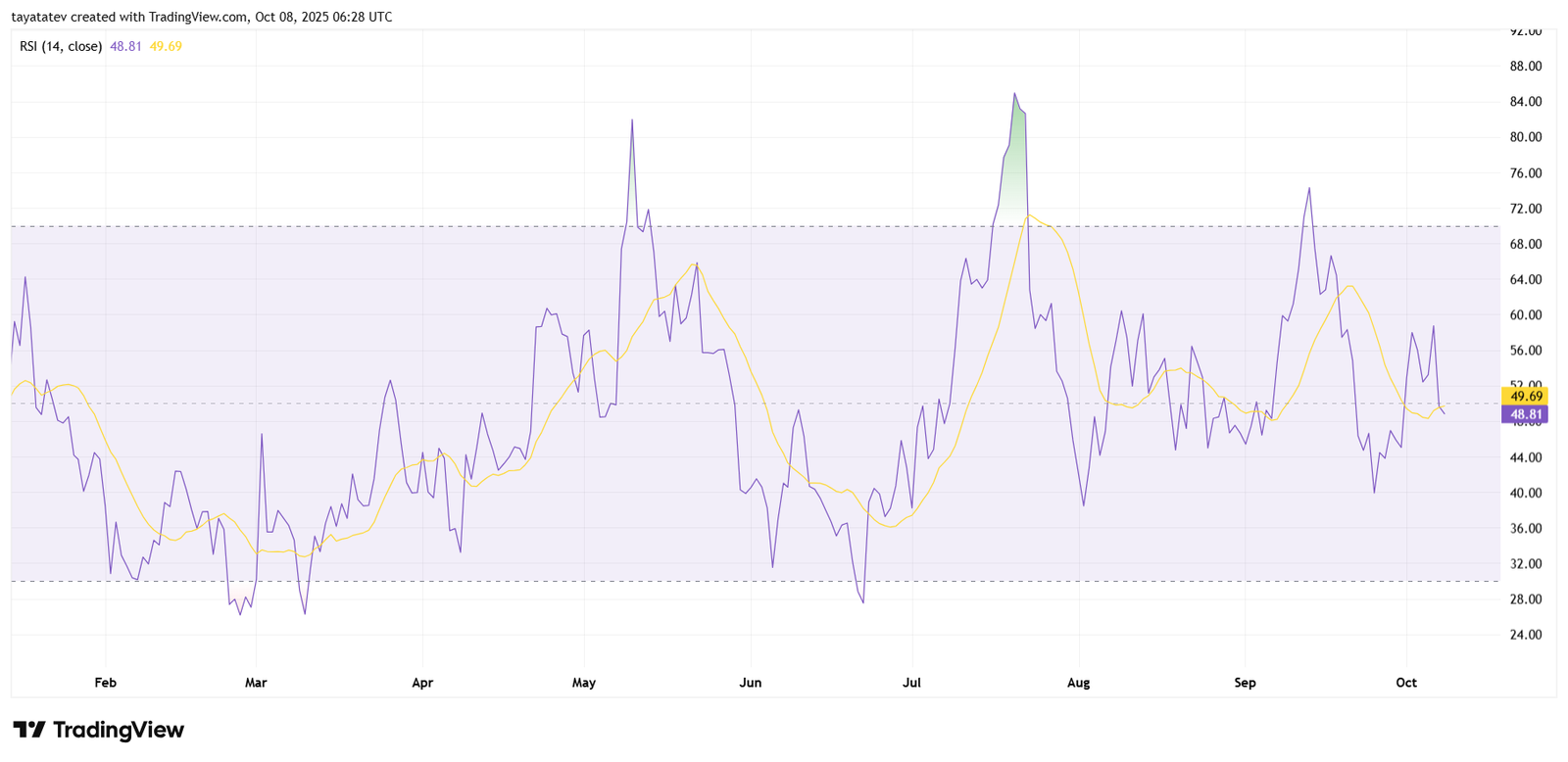 Dogecoin Daily RSI Chart. Source: TradingView