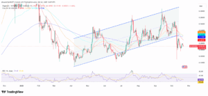 DOGE/USD 1-Day Price Chart with RSI and EMAs