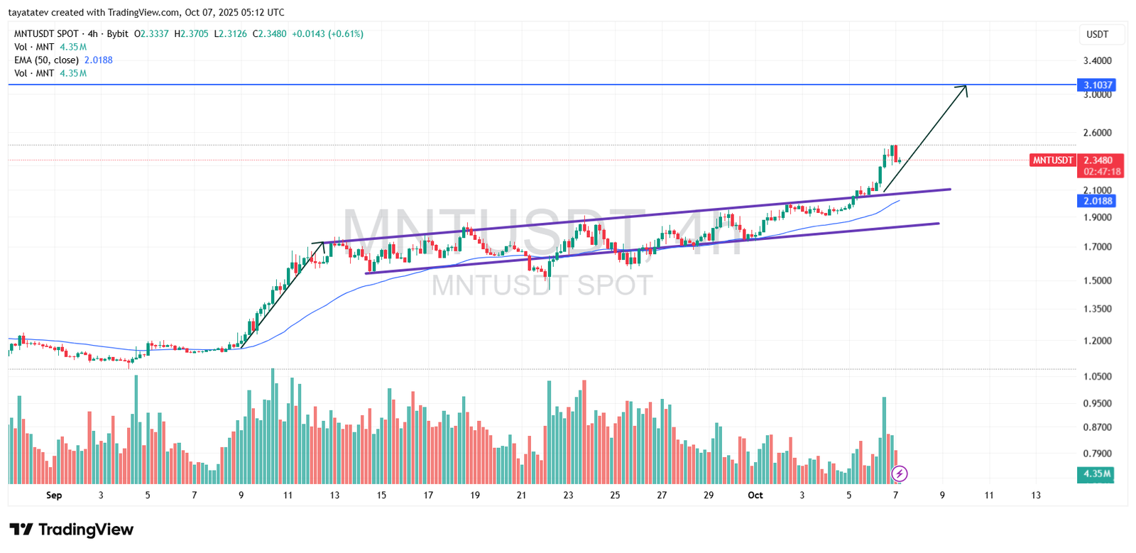 MNT Rising Channel Breakout Analysis. Source: TradingView