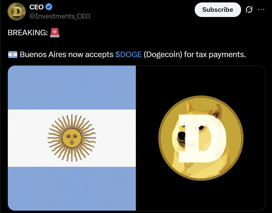 Dogecoin DOGE price Buenos Aires