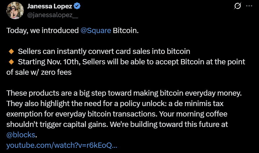 Bitcoin BTC USD Square launch