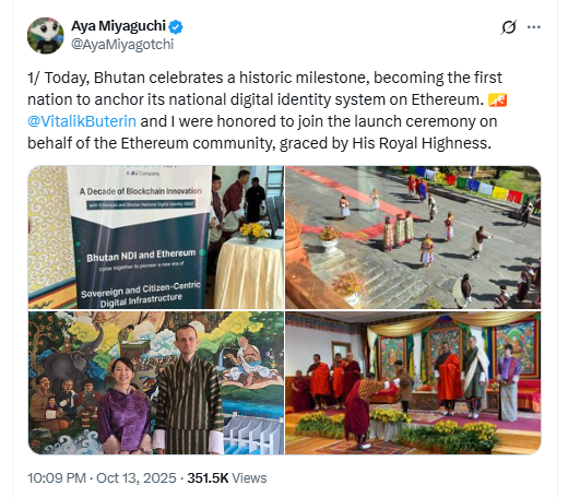 Bhutan National ID on Ethereum. Source: Aya Miyaguchi on X