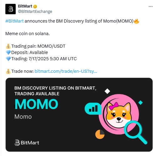 BM Discovery Listing Momo. Source: BitMart X