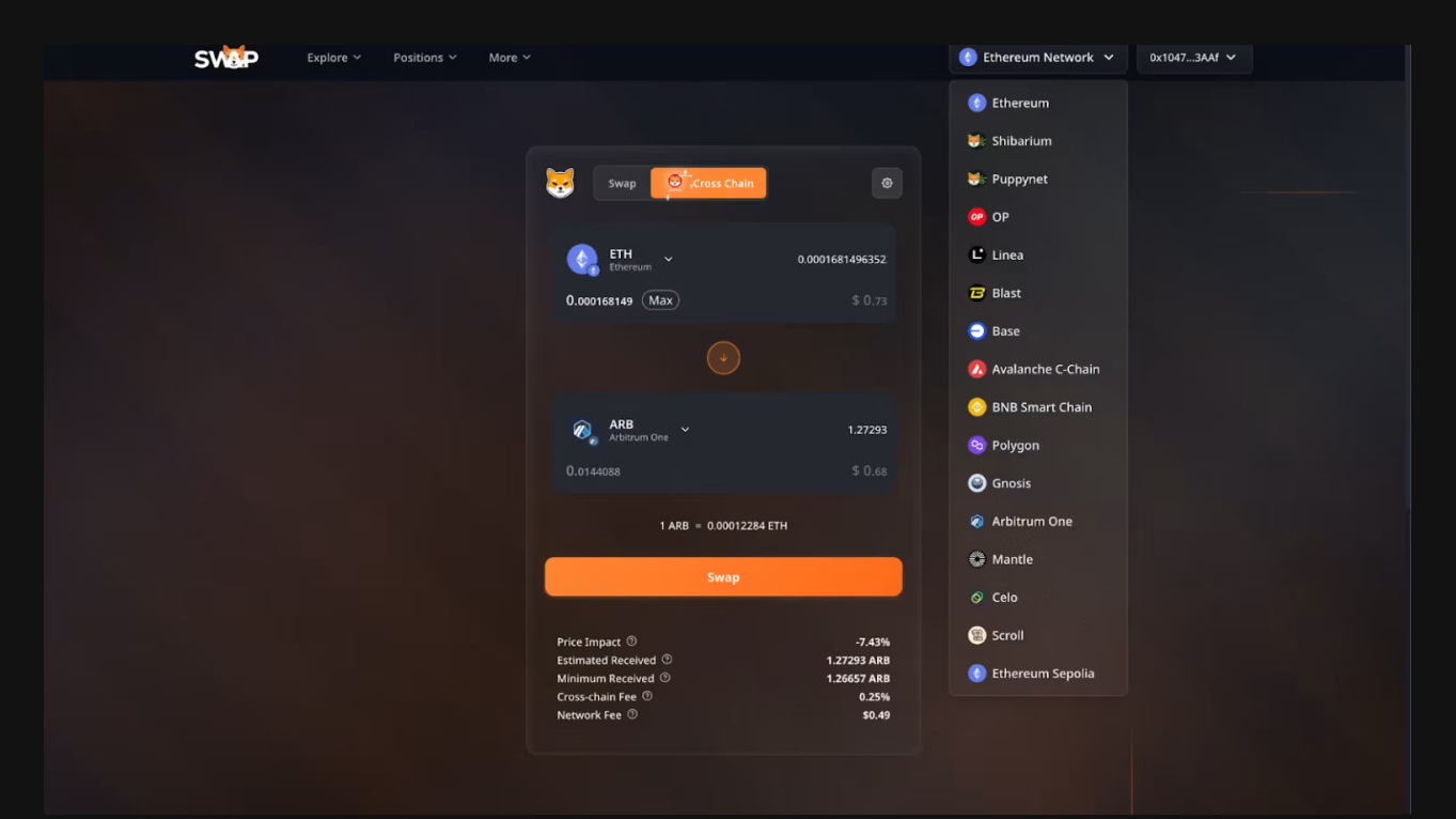ShibaSwap Cross Chain Swap Interface. Source: ShibaSwap