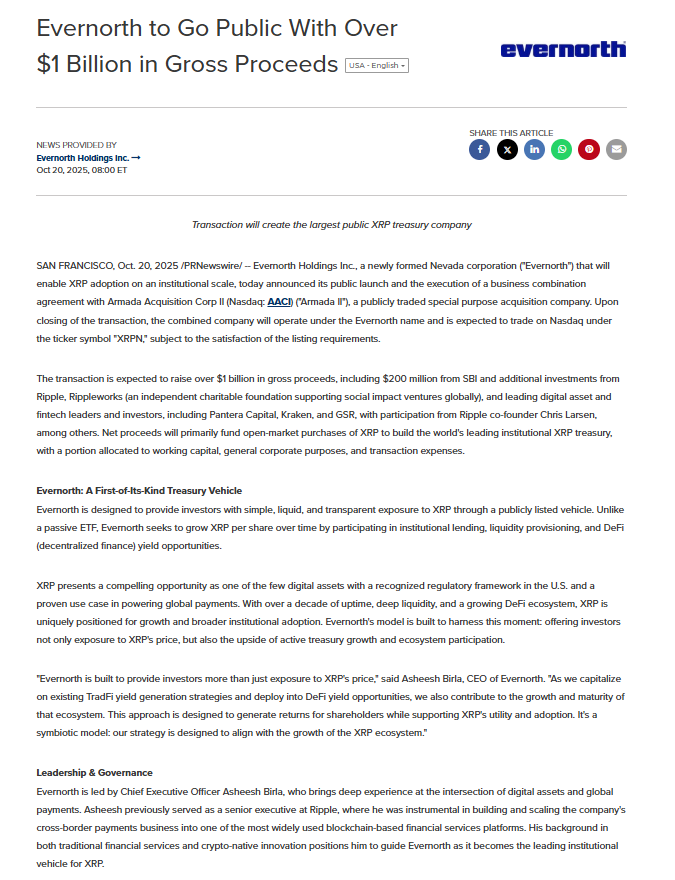 Evernorth to Go Public With Over $1 Billion in Gross Proceeds. Source: Evernorth Holdings Inc.