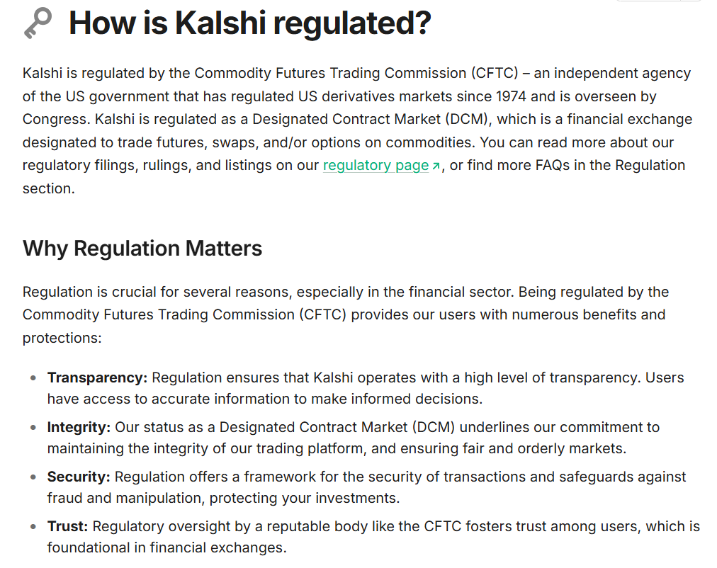 Kalshi Regulation. Source: Kalshi