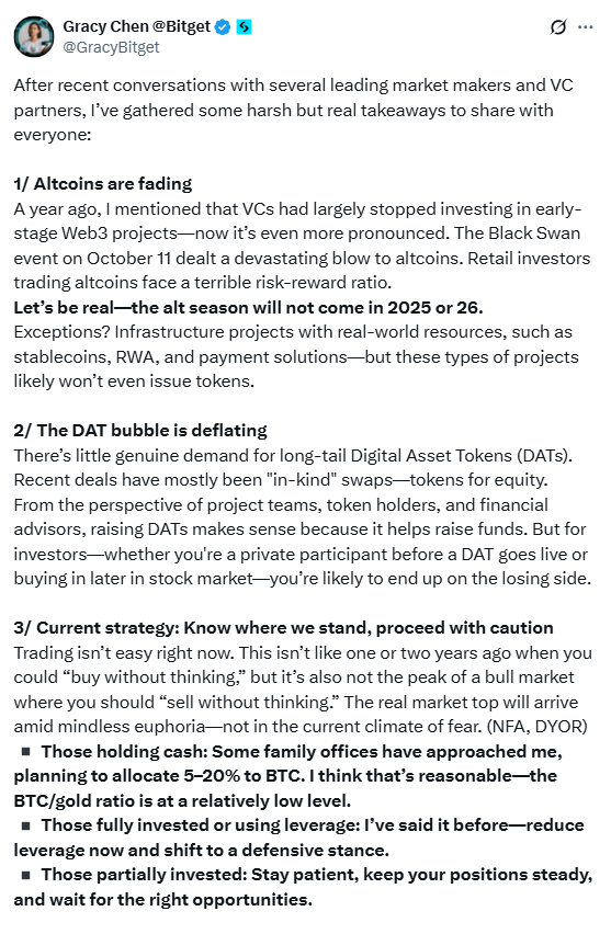 Altcoins Are Fading Analysis.Source: Gracy Chen (X)