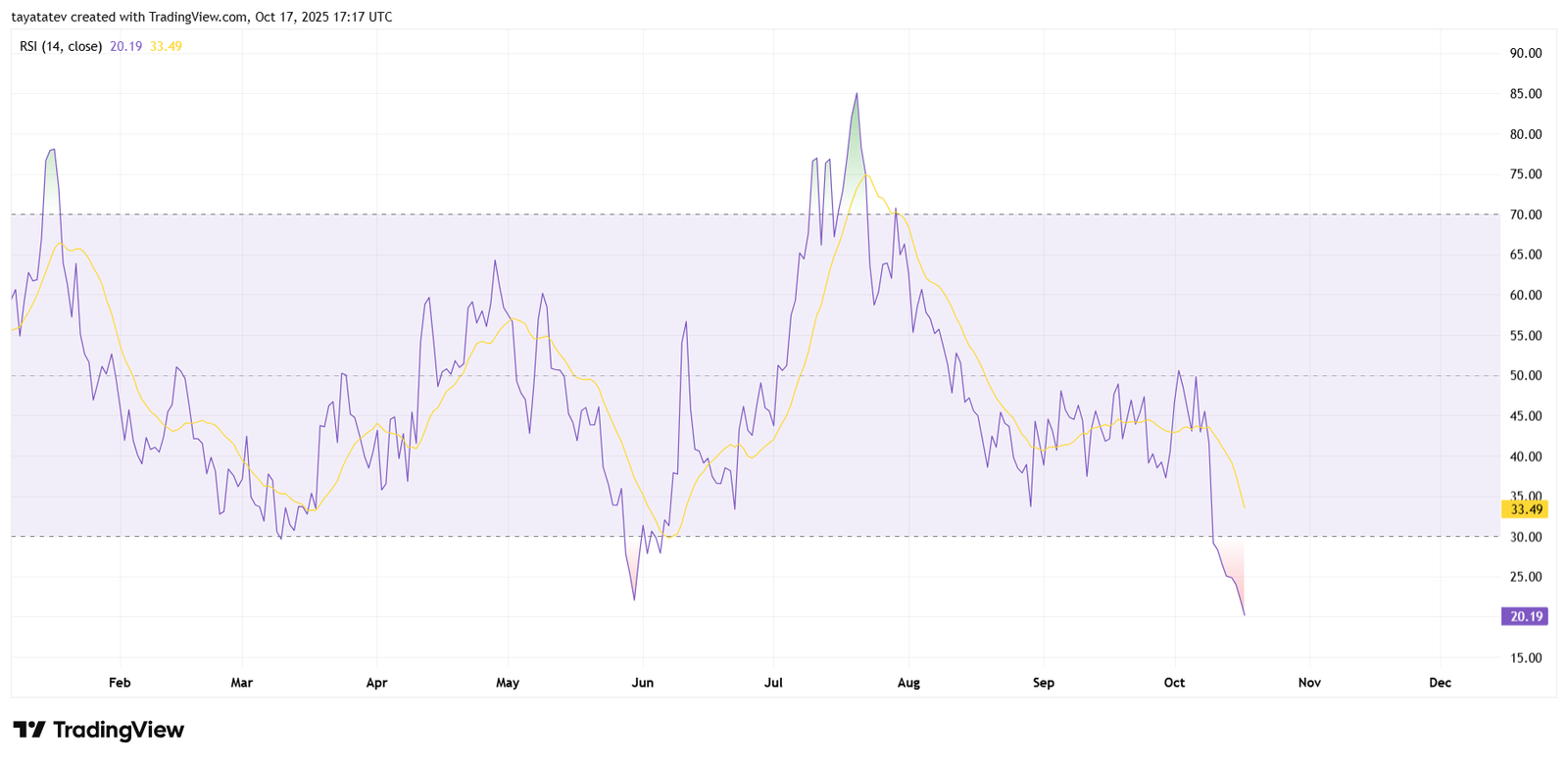 XDC Daily RSI Oversold Read. Source: TradingView