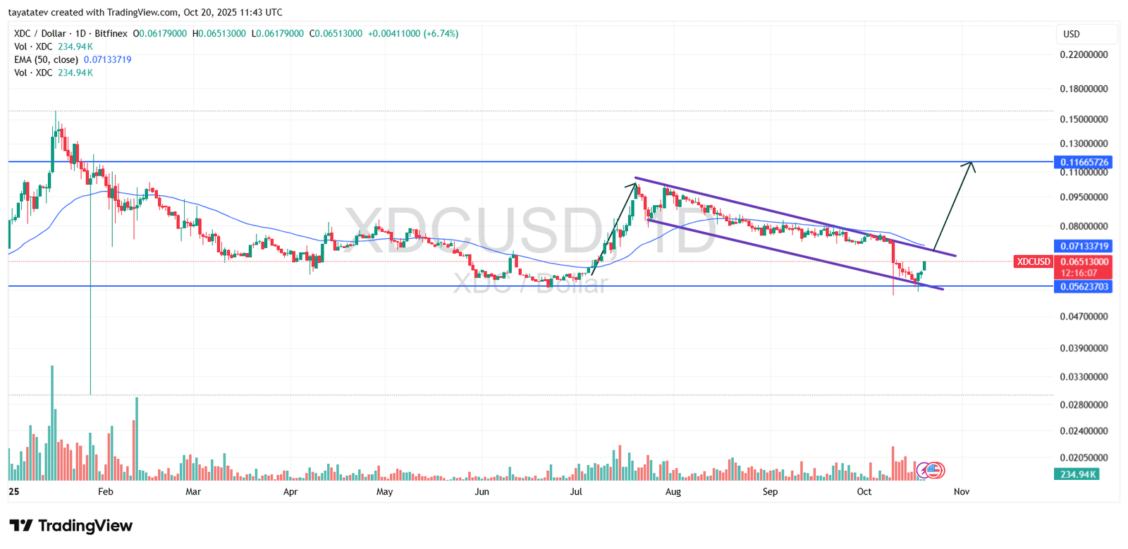 XDCUSD Daily Bullish Flag. Source: TradingView