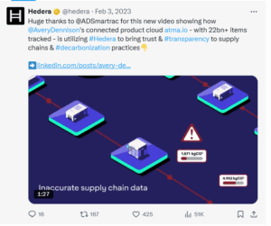 Avery Dennison’s atma.io uses Hedera