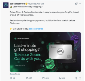 Zebec Cards Enable Crypto Spending Across Mastercard Network